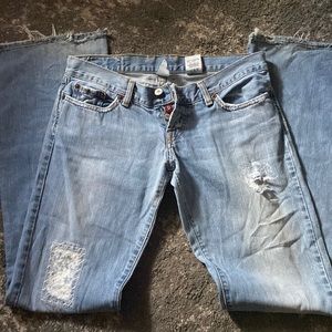 Lucky brand distressed wide leg jean